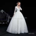 China 2021 personalized custom V-neck lace applique long sleeve princess wedding dress Supplier